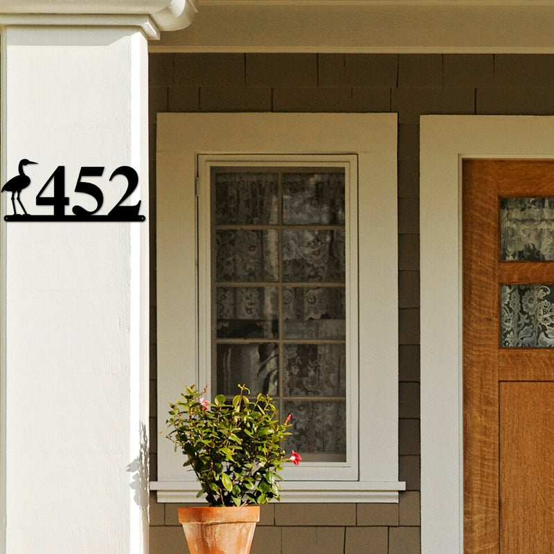 Crane Sign, Crane Address Sign, Bird House Numbers, Branch Address Sign, Porch Sign, Metal Address Sign, Metal Address numbers, Address Sign