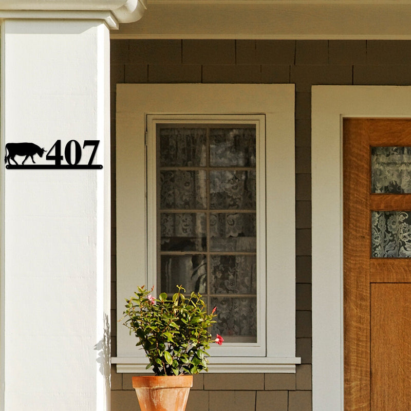 Bull Sign, Bull Address Sign, Farm Animal Numbers, Farm Address Sign, Barn Sign, Metal Address Sign, Farm Animal Address numbers, Farm Sign