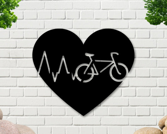 Bicycle Heart Beat, Bike Art, Biking Sign,  Road Bike, Metal Bicycle Wall Art, Fixed Gear Bike Art, Bike Wall Art, Bike Sign, Biking Gift
