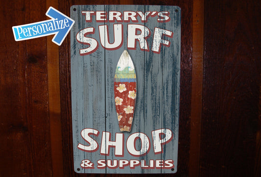 Custom, Vintage Surf Shop Sign - FREE Personalization