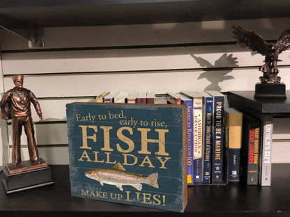 Vintage Fish All Day Wood Box Sign