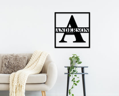 Personalize Name Metal Sign, Metal Sign, Last name Sign for outdoor, Square metal Monogram Sign, outdoor name plaque, Name Sign, Modern Name
