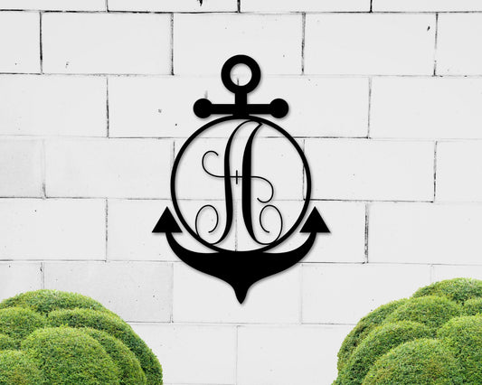 Anchor Name Metal Sign, Metal Anchor Sign, Last name Sign for outdoor, Anchor metal Monogram Sign, outdoor name plaque, Name Sign, Anchor