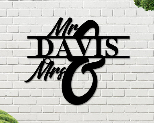 Mr and Mrs sign, Wedding Decor, Wedding Gift, Newly Wed Sign, Metal Mr and Mrs, Wedding Name Metal Sign, Last name Sign, Personalized Sign