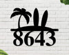 Surfboard Address Sign, Surfboard Decor, Metal Surfboard Address Sign, Address Sign, surf style, surf art, Metal Beach House Numbers, Steel