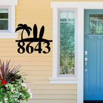 Surfboard Address Sign, Surfboard Decor, Metal Surfboard Address Sign, Address Sign, surf style, surf art, Metal Beach House Numbers, Steel