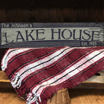 Custom Lake House Sign on Rustic Barn Wood. Vintage Lake House includes FREE Name and Year. Measures 4 feet long.