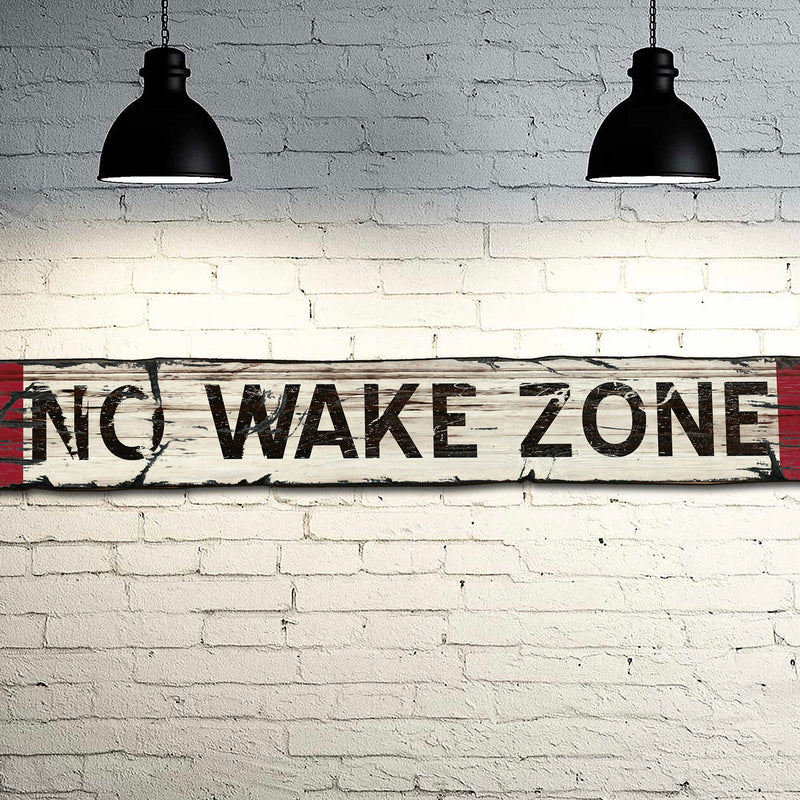 NO WAKE ZONE Vintage Sign on Rustic Barn Wood. Vintage Beach Sign measures 43" inches long. Handcrafted Wood Sign