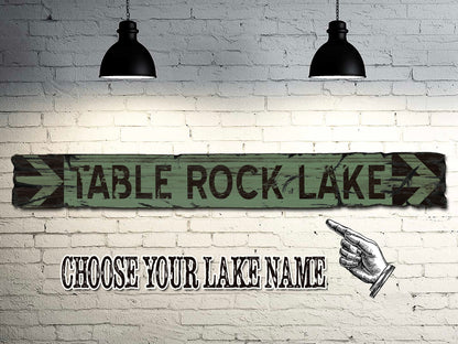 Custom Lake Sign on Rustic Barn Wood. Vintage Lake House Sign measures 4 feet long. Handcrafted Wood Sign. Any Lake Name