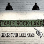 Custom Lake Sign on Rustic Barn Wood. Vintage Lake House Sign measures 43 Inches long. Handcrafted Wood Sign. Any Lake Name
