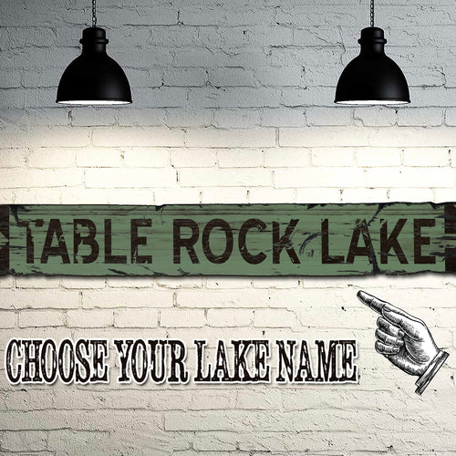 Custom Lake Sign on Rustic Barn Wood. Vintage Lake House Sign measures 43 Inches long. Handcrafted Wood Sign. Any Lake Name