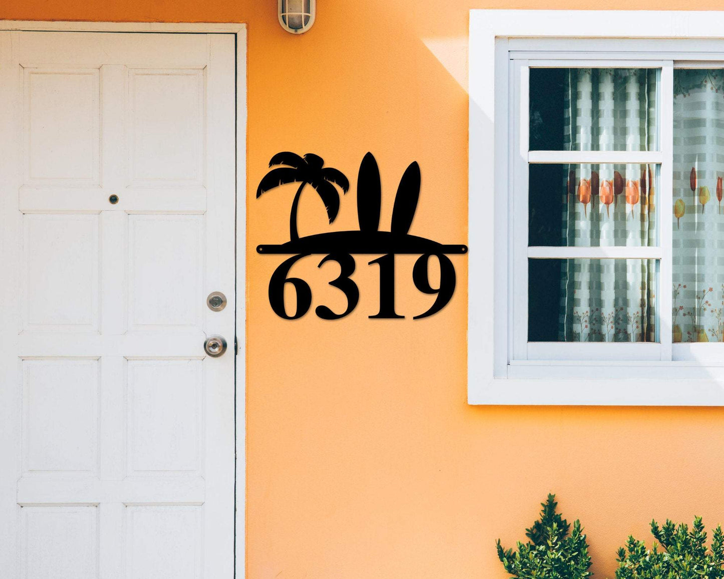 Surfboard Address Sign, Surfboard Decor, Metal Surfboard Address Sign, Address Sign, surf style, surf art, Metal Beach House Numbers, Steel