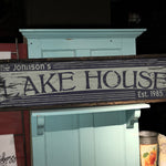 Custom Lake House Sign on Rustic Barn Wood. Vintage Lake House includes FREE Name and Year. Measures 4 feet long.