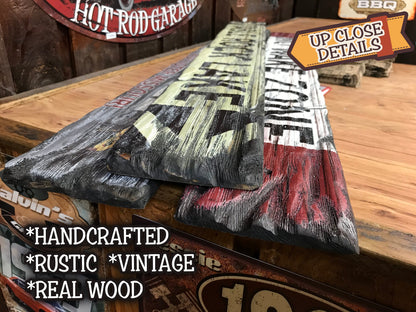 Vintage SKI LODGE Sign on Rustic Barn Wood. Handcrafted