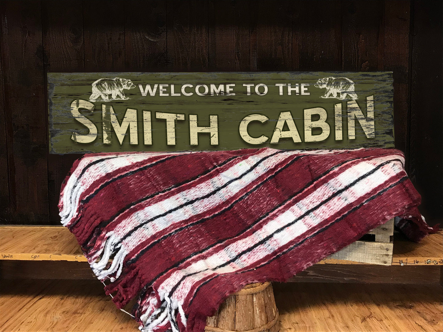 Custom CABIN SIGN on Barn Wood - with Bears