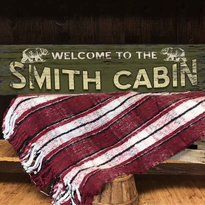 Custom CABIN SIGN on Barn Wood - with Bears