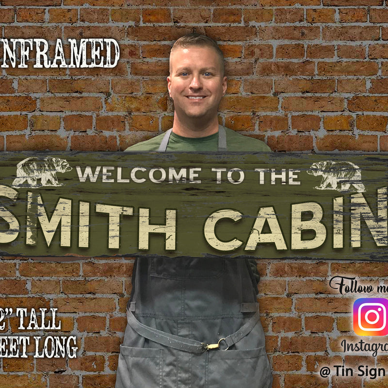 Custom CABIN SIGN on Barn Wood - with Bears