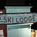 Custom SKI LODGE Sign on Barn Wood - Free Personalization!