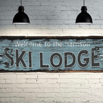 Custom SKI LODGE Sign on Barn Wood - Free Personalization!