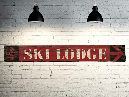 SKI LODGE Vintage Sign on Rustic Barn Wood. Handcrafted Ski Sign