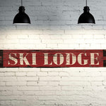 SKI LODGE Vintage Sign on Rustic Barn Wood. Handcrafted Ski Sign