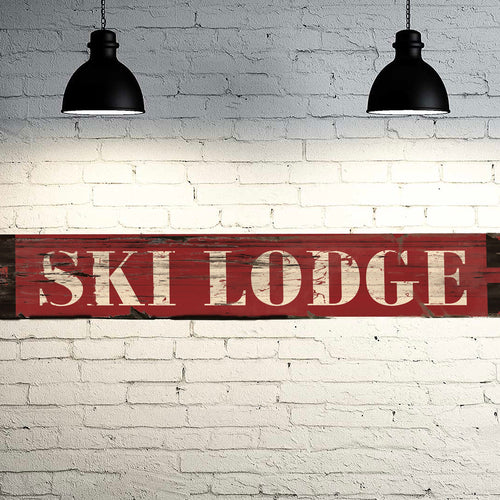 SKI LODGE Vintage Sign on Rustic Barn Wood. Handcrafted Ski Sign