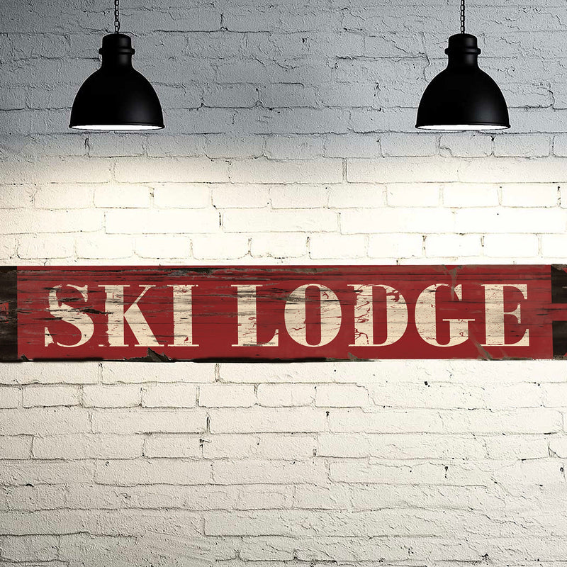 SKI LODGE Vintage Sign on Rustic Barn Wood. Handcrafted Ski Sign