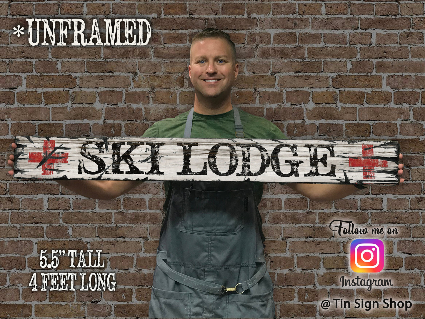 Vintage SKI LODGE Sign on Rustic Barn Wood. Handcrafted