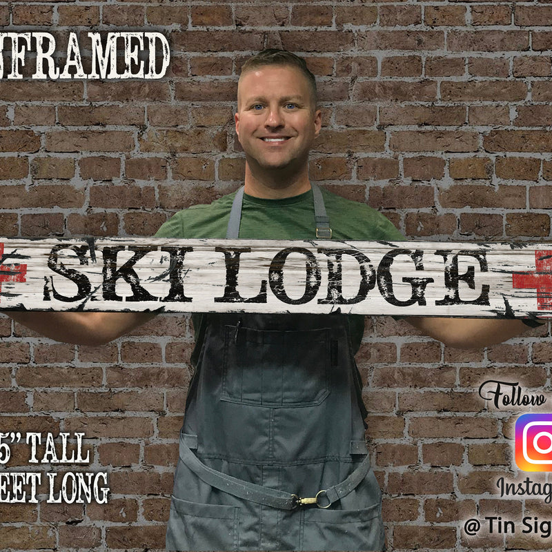 Vintage SKI LODGE Sign on Rustic Barn Wood. Handcrafted