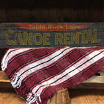 Fun Canoe Rental Lake House Sign - Free Personalization. Rustic Barn Wood