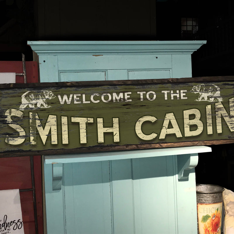 Custom CABIN SIGN on Barn Wood - with Bears