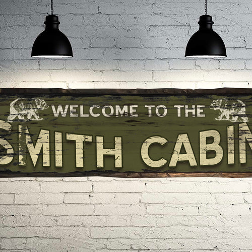 Custom CABIN SIGN on Barn Wood - with Bears