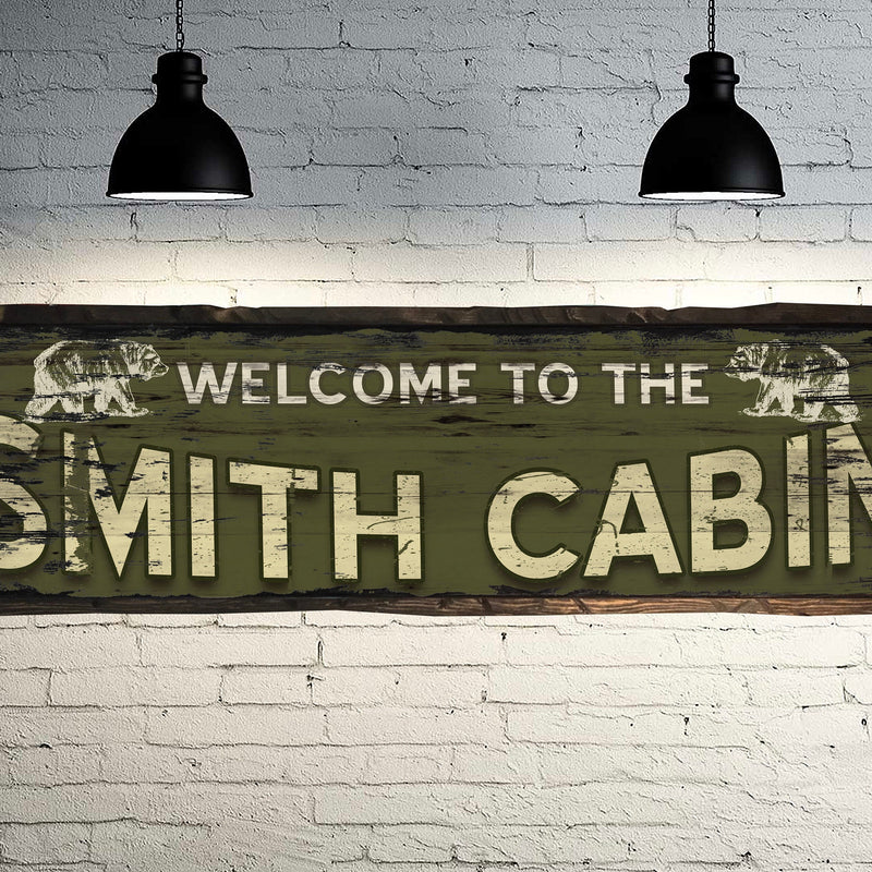 Custom CABIN SIGN on Barn Wood - with Bears