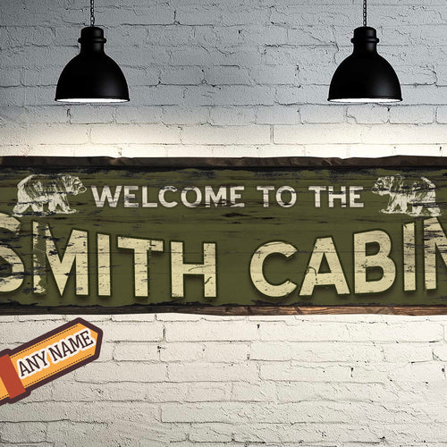 Custom cabin sign on barn wood with bears