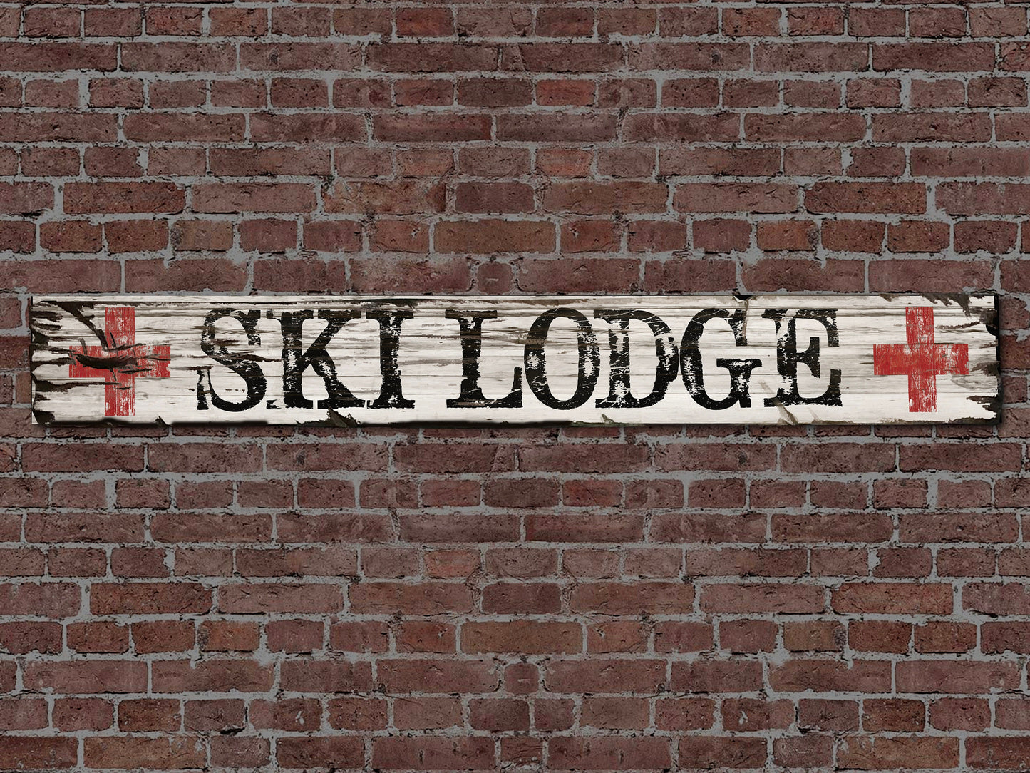 Vintage SKI LODGE Sign on Rustic Barn Wood. Handcrafted