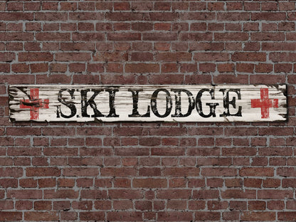 Vintage SKI LODGE Sign on Rustic Barn Wood. Handcrafted