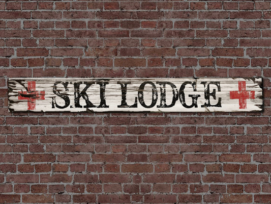 Vintage SKI LODGE Sign on Rustic Barn Wood. Handcrafted