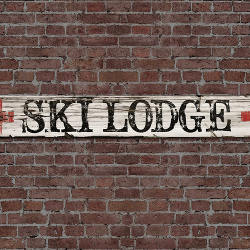 Vintage Ski Lodge sign on rustic barn wood, handcrafted