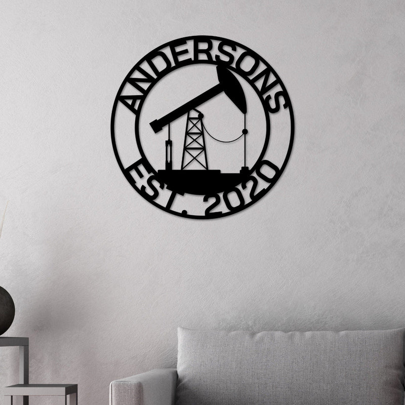 Oil pump sign, Oilfield Decor, Metal Wall Art, Pump jack, Oil Field Sign, Oil Drilling rig, Midwest Art, Man Cave Decor, Oil Pump Jack