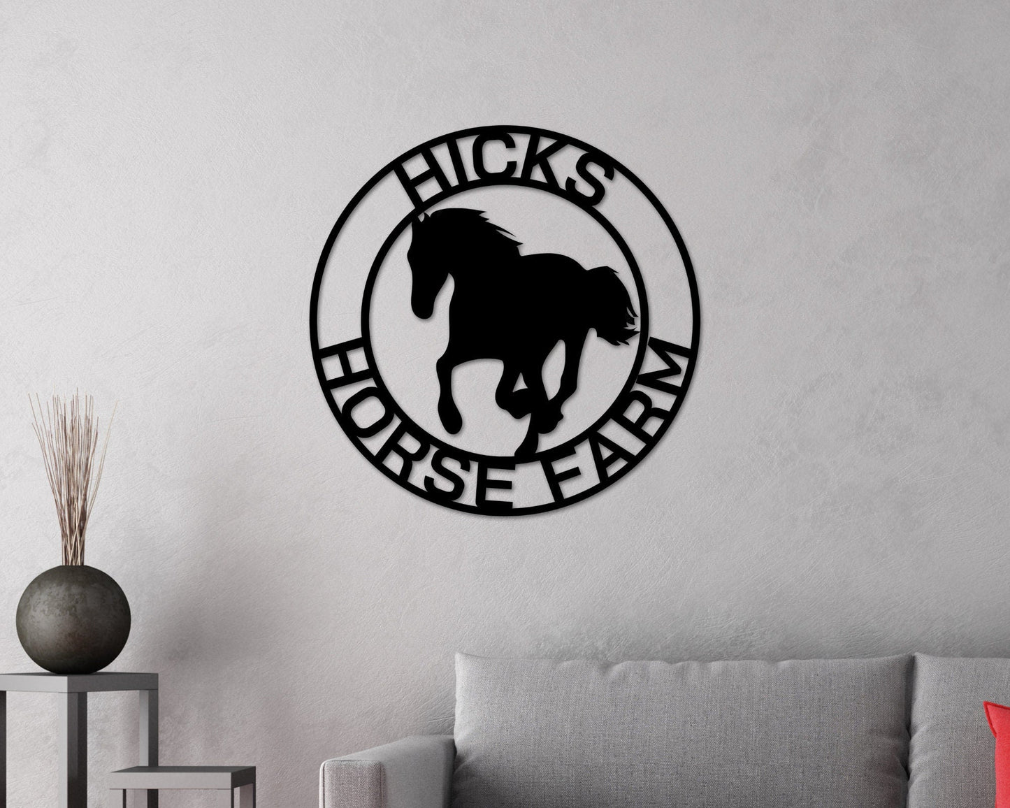 Personalized Horse Metal Sign, Horseshoe Art, Western Decor, Initial Metal Sign, Housewarming Gift, Metal Wall Art, Metal Wall Decor, Sign