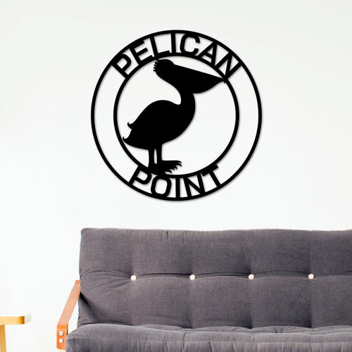 Personalized Metal Pelican Sign, Customizable Door Hanger or Wall Art, Pelican Sign, Last name Sign, Metal sign, Lake Sign, Lake House Sign