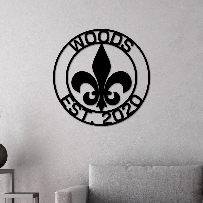 Mothers day gift, Personalized Mothers day Gift, Gift for Mom, Fleur-De-Lis Circle Monogram, Fleur De Lis Customized Sign, Wall Mount