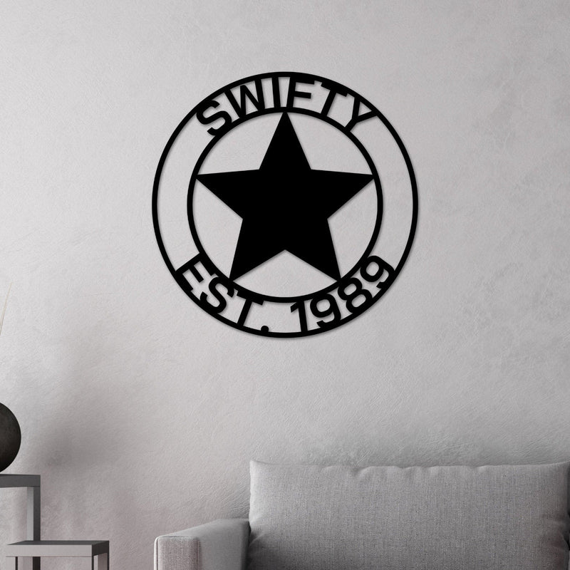 Family Name Metal Star Sign, Metal Wall Art, Housewarming Gift, Wedding Gift, Personalized Metal Wall Art, Custom Metal Wall Decor, Texas