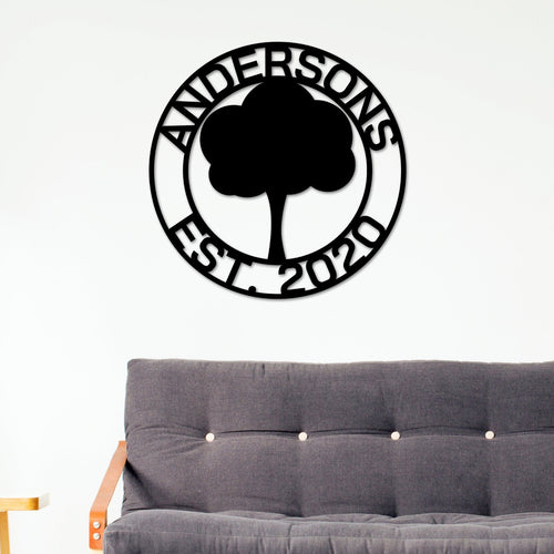 Christmas Gift, Personalized sign, Oak tree sign, Family name sign, steel sign, wreath, home decor, Family tree sign, welcome sign, oak tree