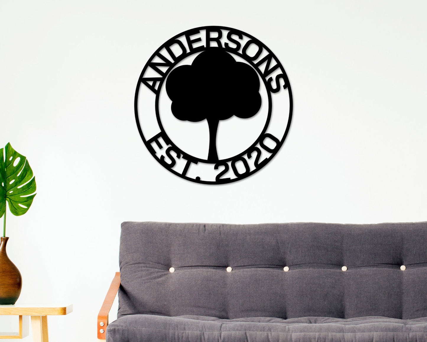 Personalized sign, Oak tree sign, Family name sign, steel sign, wreath, home decor, Family tree sign, welcome sign, oak tree art, metal sign