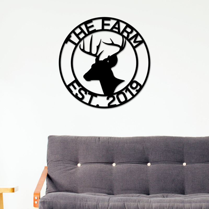 Ranch sign, Farm sign, Hunting sign, Deer Head Sign, Metal deer sign, Antler Decor, Deer Camp Sign, Last name Sign, Gift for Him, Metal Sign