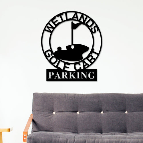 Golf Metal Sign, Personalized Golf Sign, Gold Cart Parking, Metal Wall Art, Metal Sign, Custom Golf Sign, Gift for Him, Golf Gifts 19th hole