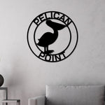 Personalized Metal Pelican Sign, Customizable Door Hanger or Wall Art, Pelican Sign, Last name Sign, Metal sign, Lake Sign, Lake House Sign