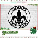 Mothers day gift, Personalized Mothers day Gift, Gift for Mom, Fleur-De-Lis Circle Monogram, Fleur De Lis Customized Sign, Wall Mount