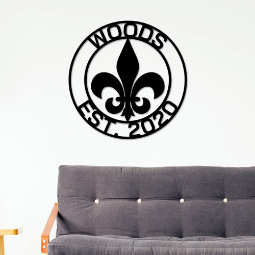 Mothers day gift, Personalized Mothers day Gift, Gift for Mom, Fleur-De-Lis Circle Monogram, Fleur De Lis Customized Sign, Wall Mount
